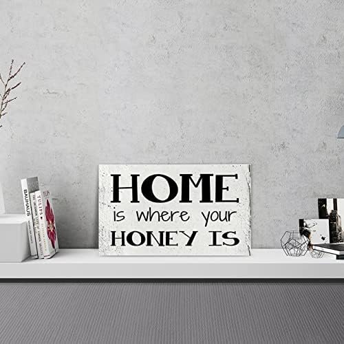 Wooden Signs Home is Where Your Honey is Custom Rustic Wood Sign Wood Gift 20x12 inch