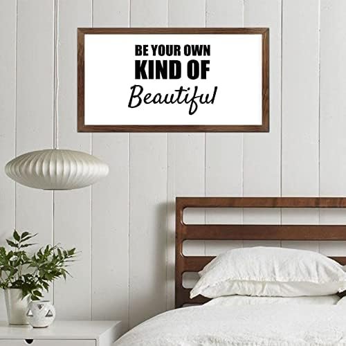 Funny Vintage Wooden Frame Sign 12x22 Inch,Be Your Own Kind of Beautiful Farmhouse Wooded Sign for Home Entrance Decor Ready to Hang Wall Art Holiday Sign Gifts