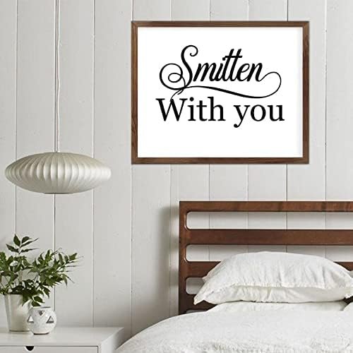 Funny Vintage Wooden Frame Sign 16x20 Inch,Smitten with You Farmhouse Wooded Sign for Home Entrance Decor Ready to Hang Wall Art Holiday Sign Gifts