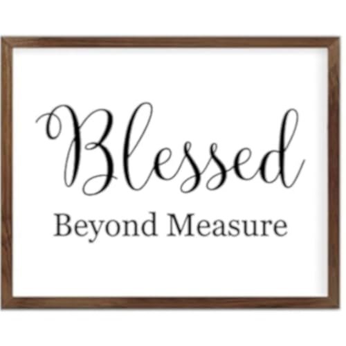 Funny Vintage Wooden Frame Sign 16x20 Inch,Blessed Beyond Measure Farmhouse Wooded Sign for Home Entrance Decor Ready to Hang Wall Art Holiday Sign Gifts