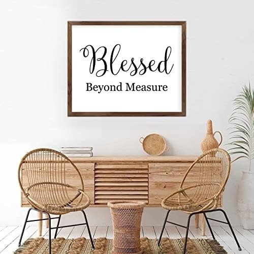 Funny Vintage Wooden Frame Sign 16x20 Inch,Blessed Beyond Measure Farmhouse Wooded Sign for Home Entrance Decor Ready to Hang Wall Art Holiday Sign Gifts