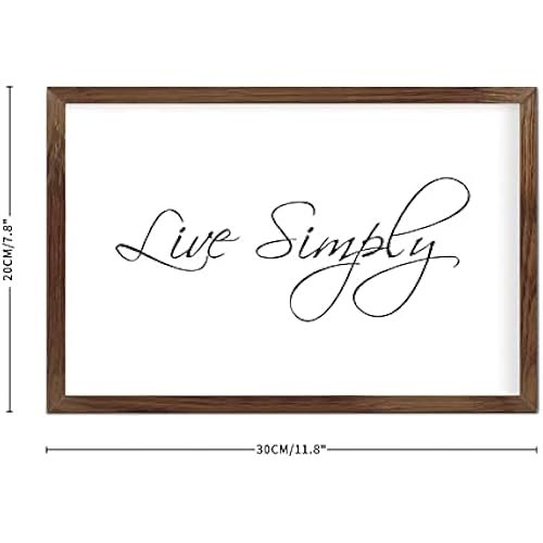 Funny Vintage Wooden Frame Sign 8x12 Inch,Live Simply Farmhouse Wooded Sign for Home Entrance Decor Ready to Hang Wall Art Holiday Sign Gifts
