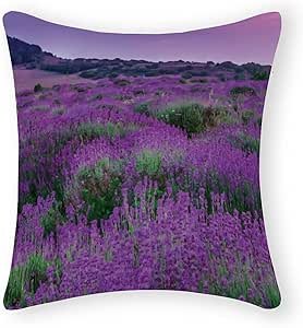 Lavender Cushion Cover with Zipper Cotton 16x16 Inch Farmhouse Pillow Cases for Home Decor Funny Cushion Cover for Women Girls,Housewarming Pillow Gifts