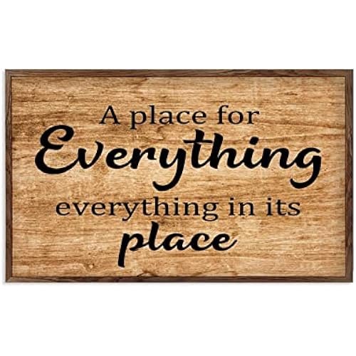Wood Sign with Sayings Retro A Place for Everything, Everything in Its Place Signs Decorations for Bathroom Kitchen Nursery Decor Wood Plaque Above Bed Decor Wedding Gifts 13x21