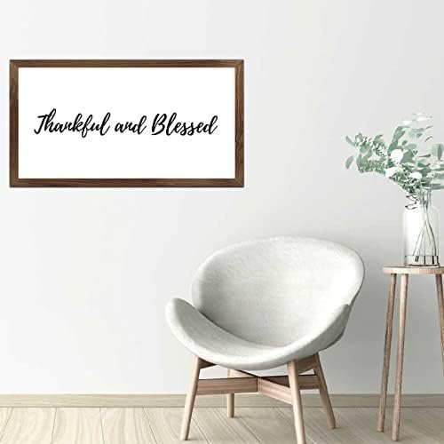 Funny Vintage Wooden Frame Sign 12x22 Inch,Thankful and Blessed Farmhouse Wooded Sign for Home Entrance Decor Ready to Hang Wall Art Holiday Sign Gifts