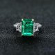 Rectangular Lab Emerald Gemstone Ring Colored Gemstone Men‘s Women’s Gifts Family; Friends Jewelry Birthday Gifts Anniversary Wedding Festival Activities Daily, Size US 5