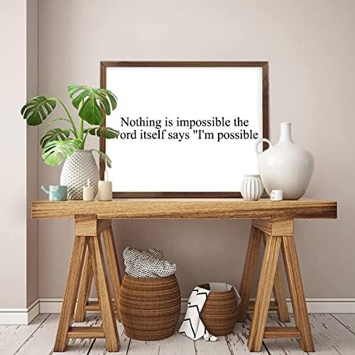 Funny Vintage Wooden Frame Sign 16x20 Inch,Nothing is Impossible The Word Itself Says I'm Possible Farmhouse Wooded Sign for Home Entrance Decor Ready to Hang Wall Art Holiday Sign Gifts