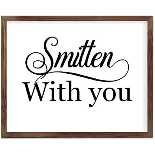 Funny Vintage Wooden Frame Sign 16x20 Inch,Smitten with You Farmhouse Wooded Sign for Home Entrance Decor Ready to Hang Wall Art Holiday Sign Gifts