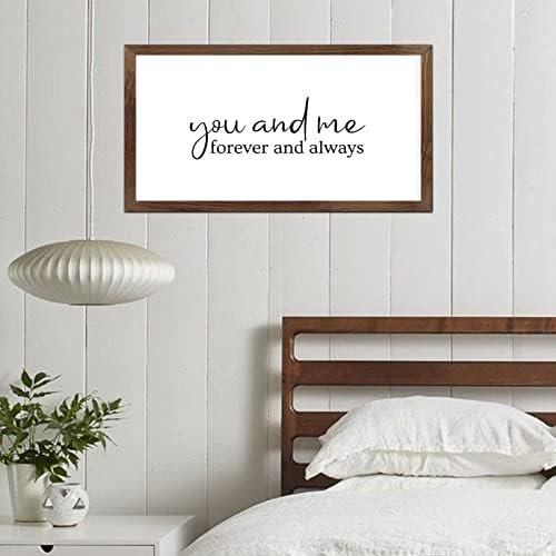 Funny Vintage Wooden Frame Sign 12x22 Inch,You and Me Forever and Always Farmhouse Wooded Sign for Home Entrance Decor Ready to Hang Wall Art Holiday Sign Gifts