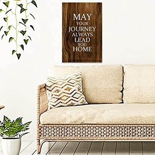 Rustic Wood Signs 16x24 Inch,May Your Journey Always Lead You Home Farmhouse Wood Plaque Craft Wall Art Hanging Sign Decorative Wooden Sign for Door Kitchen Home Decor Housewarming Gift