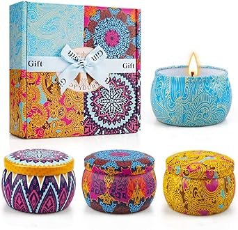 Scented Candles Gifts Set for Women, Aromatherapy Candles for Home Scented, Upgraded Large Tin of Soy Candle Lavender Candle Birthday Gifts for Women Mom Bath Spa Meditation Valentine Gifts Candles