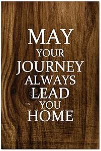 Rustic Wood Signs 16x24 Inch,May Your Journey Always Lead You Home Farmhouse Wood Plaque Craft Wall Art Hanging Sign Decorative Wooden Sign for Door Kitchen Home Decor Housewarming Gift