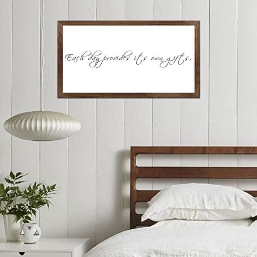 Funny Vintage Wooden Frame Sign 12x22 Inch,Each Day Provides Its Own Gifts.Farmhouse Wooded Sign for Home Entrance Decor Ready to Hang Wall Art Holiday Sign Gifts