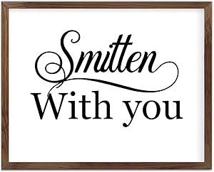 Funny Vintage Wooden Frame Sign 16x20 Inch,Smitten with You Farmhouse Wooded Sign for Home Entrance Decor Ready to Hang Wall Art Holiday Sign Gifts