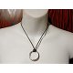 Runic Alphabet Ring Pendant on Brown Cord Choker Necklace Circle Norse Runes Viking
