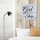 Rustic Wooden Sign Plaque with Quote Give-It-to-God-and-Go-to-Sleep Farmhouse Home Decor Wall Art for Kitchen Bedroom Living Room Housewarming Gift Ideal 16x16 Inch