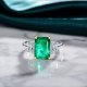 Rectangular Lab Emerald Gemstone Ring Colored Gemstone Men‘s Women’s Gifts Family; Friends Jewelry Birthday Gifts Anniversary Wedding Festival Activities Daily, Size US 5