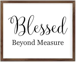 Funny Vintage Wooden Frame Sign 16x20 Inch,Blessed Beyond Measure Farmhouse Wooded Sign for Home Entrance Decor Ready to Hang Wall Art Holiday Sign Gifts