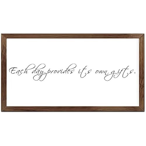 Funny Vintage Wooden Frame Sign 12x22 Inch,Each Day Provides Its Own Gifts.Farmhouse Wooded Sign for Home Entrance Decor Ready to Hang Wall Art Holiday Sign Gifts
