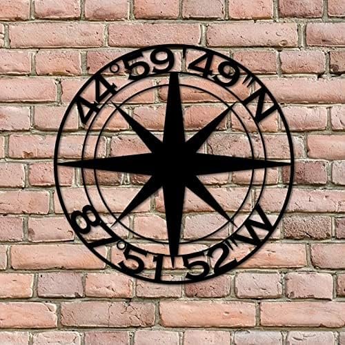 Compass Star Personalized Metal Signs  for Indoor Outdoor Front Door Hanger Metal Wall Art Home Decor