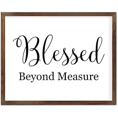 Funny Vintage Wooden Frame Sign 16x20 Inch,Blessed Beyond Measure Farmhouse Wooded Sign for Home Entrance Decor Ready to Hang Wall Art Holiday Sign Gifts